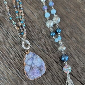 Druzy Quartz Necklace Duo
